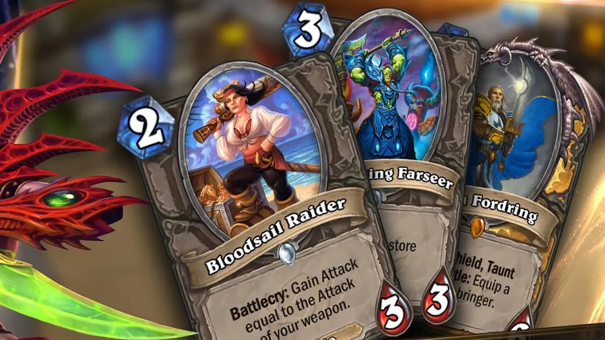 Detail karet v ruce ve hře Hearthstone
